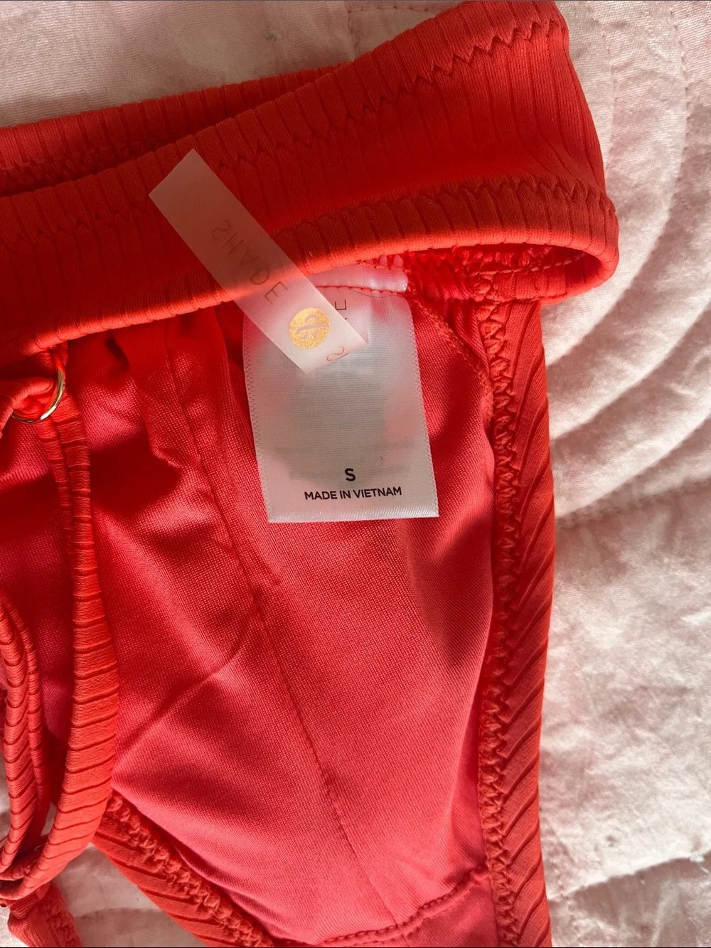 Red Ribbed Triangle Bikini Top - Picture 3 of 3